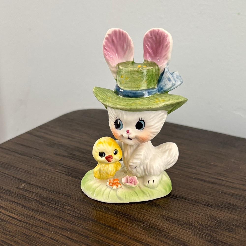 Ceramic Bunny and Chick Figurine
